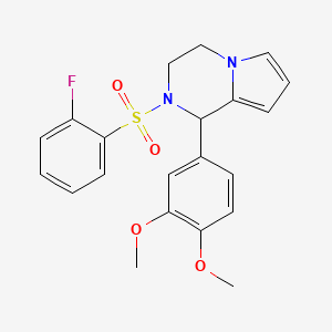 molecular formula C21H21FN2O4S B2649033 1-(3,4-dimethoxyphenyl)-2-(2-fluorobenzenesulfonyl)-1H,2H,3H,4H-pyrrolo[1,2-a]pyrazine CAS No. 899739-75-4