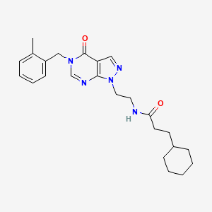 3-cyclohexyl-N-(2-(5-(2-methylbenzyl)-4-oxo-4,5-dihydro-1H-pyrazolo[3,4-d]pyrimidin-1-yl)ethyl)propanamide