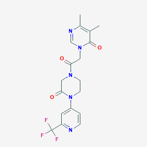 5,6-Dimethyl-3-[2-oxo-2-[3-oxo-4-[2-(trifluoromethyl)pyridin-4-yl]piperazin-1-yl]ethyl]pyrimidin-4-one