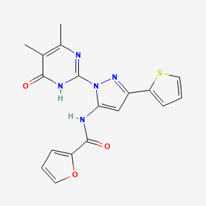 N-(1-(4,5-dimethyl-6-oxo-1,6-dihydropyrimidin-2-yl)-3-(thiophen-2-yl)-1H-pyrazol-5-yl)furan-2-carboxamide