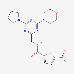 5-acetyl-N-((4-morpholino-6-(pyrrolidin-1-yl)-1,3,5-triazin-2-yl)methyl)thiophene-2-carboxamide
