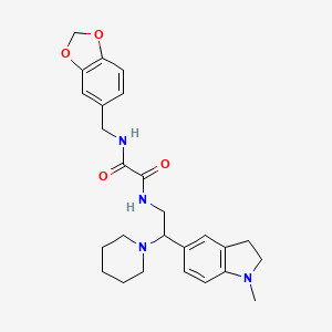 N1-(benzo[d][1,3]dioxol-5-ylmethyl)-N2-(2-(1-methylindolin-5-yl)-2-(piperidin-1-yl)ethyl)oxalamide