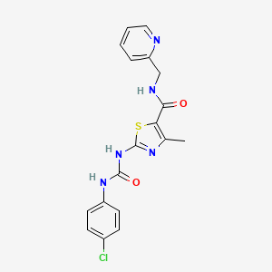 2-(3-(4-chlorophenyl)ureido)-4-methyl-N-(pyridin-2-ylmethyl)thiazole-5-carboxamide
