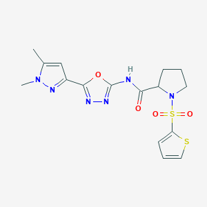 N-(5-(1,5-dimethyl-1H-pyrazol-3-yl)-1,3,4-oxadiazol-2-yl)-1-(thiophen-2-ylsulfonyl)pyrrolidine-2-carboxamide