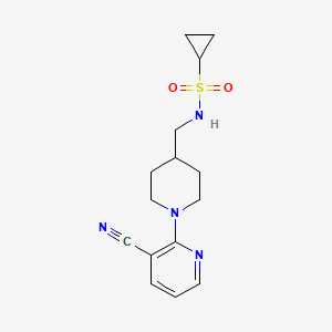 molecular formula C15H20N4O2S B2649151 N-((1-(3-cyanopyridin-2-yl)piperidin-4-yl)methyl)cyclopropanesulfonamide CAS No. 1797571-98-2