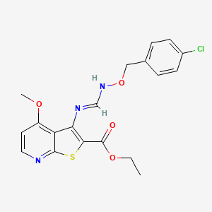 molecular formula C19H18ClN3O4S B2649164 Ethyl 3-[({[(4-chlorobenzyl)oxy]amino}methylene)amino]-4-methoxythieno[2,3-b]pyridine-2-carboxylate CAS No. 341966-57-2
