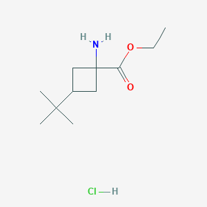 molecular formula C11H22ClNO2 B2649178 Ethyl1-amino-3-tert-butylcyclobutane-1-carboxylatehydrochloride CAS No. 2309465-11-8