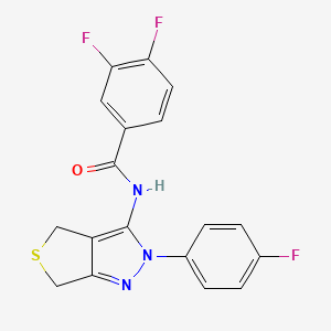 molecular formula C18H12F3N3OS B2649179 3,4-difluoro-N-[2-(4-fluorophenyl)-4,6-dihydrothieno[3,4-c]pyrazol-3-yl]benzamide CAS No. 893937-79-6
