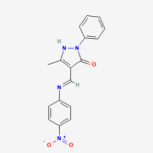 5-methyl-4-[(4-nitroanilino)methylene]-2-phenyl-2,4-dihydro-3H-pyrazol-3-one