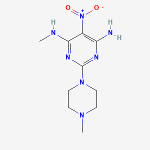 molecular formula C10H17N7O2 B2649189 N4-methyl-2-(4-methylpiperazin-1-yl)-5-nitropyrimidine-4,6-diamine CAS No. 442556-02-7