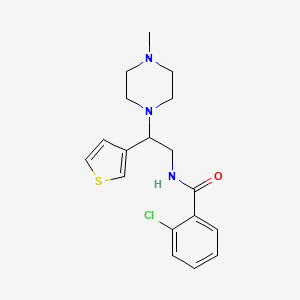molecular formula C18H22ClN3OS B2649191 2-chloro-N-(2-(4-methylpiperazin-1-yl)-2-(thiophen-3-yl)ethyl)benzamide CAS No. 946327-22-6