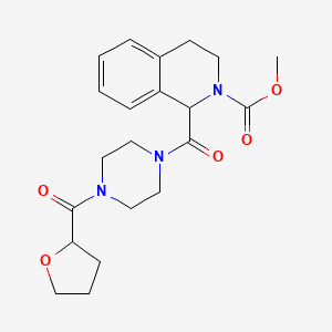 molecular formula C21H27N3O5 B2649201 methyl 1-(4-(tetrahydrofuran-2-carbonyl)piperazine-1-carbonyl)-3,4-dihydroisoquinoline-2(1H)-carboxylate CAS No. 1396555-73-9