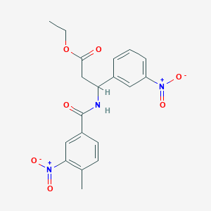molecular formula C19H19N3O7 B2649235 Ethyl 3-[(4-methyl-3-nitrobenzoyl)amino]-3-(3-nitrophenyl)propanoate CAS No. 681841-35-0