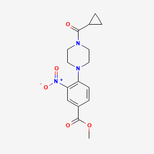 molecular formula C16H19N3O5 B2649240 Methyl 4-[4-(cyclopropylcarbonyl)piperazino]-3-nitrobenzenecarboxylate CAS No. 478246-56-9