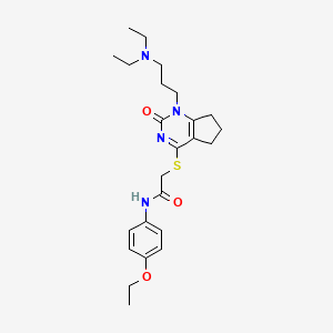 molecular formula C24H34N4O3S B2649310 2-((1-(3-(diethylamino)propyl)-2-oxo-2,5,6,7-tetrahydro-1H-cyclopenta[d]pyrimidin-4-yl)thio)-N-(4-ethoxyphenyl)acetamide CAS No. 898460-32-7