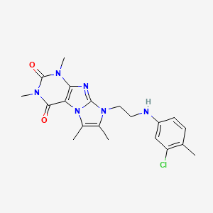 molecular formula C20H23ClN6O2 B2649367 8-(2-((3-chloro-4-methylphenyl)amino)ethyl)-1,3,6,7-tetramethyl-1H-imidazo[2,1-f]purine-2,4(3H,8H)-dione CAS No. 923684-69-9