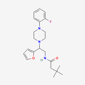 molecular formula C22H30FN3O2 B2649397 N-(2-(4-(2-fluorophenyl)piperazin-1-yl)-2-(furan-2-yl)ethyl)-3,3-dimethylbutanamide CAS No. 887220-74-8