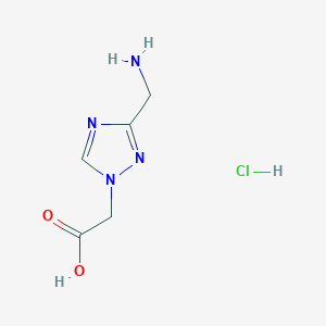 molecular formula C5H9ClN4O2 B2649399 2-[3-(Aminomethyl)-1,2,4-triazol-1-yl]acetic acid;hydrochloride CAS No. 2361677-70-3
