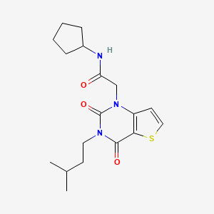 molecular formula C18H25N3O3S B2649402 N-cyclopentyl-2-[3-(3-methylbutyl)-2,4-dioxo-3,4-dihydrothieno[3,2-d]pyrimidin-1(2H)-yl]acetamide CAS No. 1252860-62-0