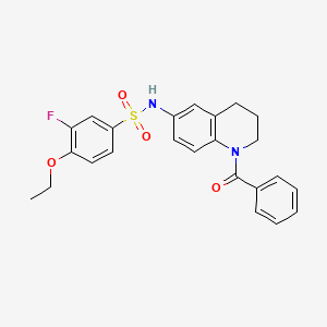 molecular formula C24H23FN2O4S B2649411 N-(1-benzoyl-1,2,3,4-tetrahydroquinolin-6-yl)-4-ethoxy-3-fluorobenzene-1-sulfonamide CAS No. 1171015-95-4