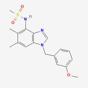 molecular formula C18H21N3O3S B2649446 N-[1-(3-methoxybenzyl)-5,6-dimethyl-1H-1,3-benzimidazol-4-yl]methanesulfonamide CAS No. 338964-32-2
