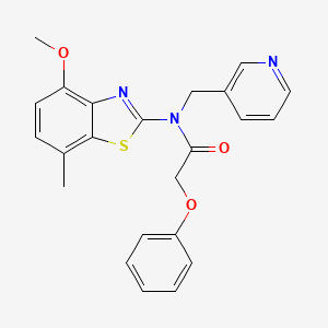 molecular formula C23H21N3O3S B2649454 N-(4-methoxy-7-methyl-1,3-benzothiazol-2-yl)-2-phenoxy-N-[(pyridin-3-yl)methyl]acetamide CAS No. 895429-05-7