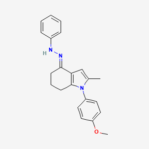 molecular formula C22H23N3O B2649467 N-[(E)-[1-(4-methoxyphenyl)-2-methyl-6,7-dihydro-5H-indol-4-ylidene]amino]aniline CAS No. 477860-50-7