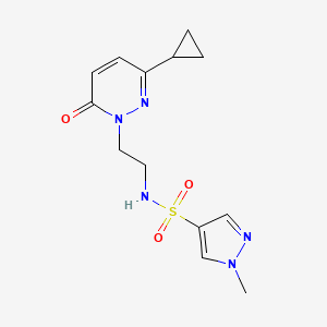 molecular formula C13H17N5O3S B2649472 N-(2-(3-cyclopropyl-6-oxopyridazin-1(6H)-yl)ethyl)-1-methyl-1H-pyrazole-4-sulfonamide CAS No. 2034423-96-4