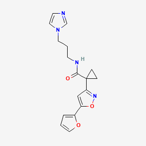 N-(3-(1H-imidazol-1-yl)propyl)-1-(5-(furan-2-yl)isoxazol-3-yl)cyclopropanecarboxamide