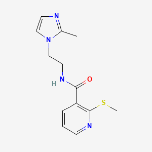 molecular formula C13H16N4OS B2649477 N-(2-(2-methyl-1H-imidazol-1-yl)ethyl)-2-(methylthio)nicotinamide CAS No. 1286732-77-1
