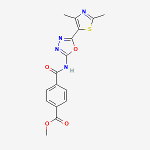 molecular formula C16H14N4O4S B2649490 Methyl 4-((5-(2,4-dimethylthiazol-5-yl)-1,3,4-oxadiazol-2-yl)carbamoyl)benzoate CAS No. 1327557-46-9