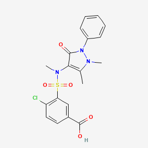 molecular formula C19H18ClN3O5S B2649500 4-chloro-3-[(1,5-dimethyl-3-oxo-2-phenyl-2,3-dihydro-1H-pyrazol-4-yl)(methyl)sulfamoyl]benzoic acid CAS No. 721414-83-1