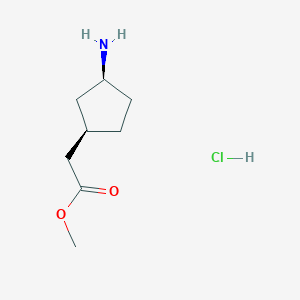 molecular formula C8H16ClNO2 B2649510 Rel-methyl 2-((1R,3S)-3-aminocyclopentyl)acetate hydrochloride CAS No. 2137709-33-0
