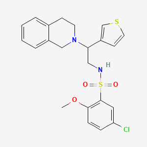 molecular formula C22H23ClN2O3S2 B2649544 5-chloro-2-methoxy-N-[2-(1,2,3,4-tetrahydroisoquinolin-2-yl)-2-(thiophen-3-yl)ethyl]benzene-1-sulfonamide CAS No. 955768-65-7