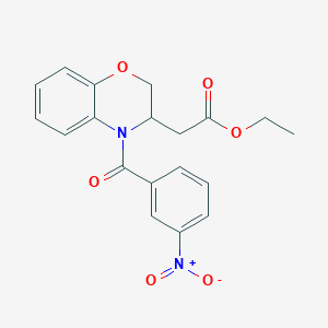 molecular formula C19H18N2O6 B2649550 ethyl 2-[4-(3-nitrobenzoyl)-3,4-dihydro-2H-1,4-benzoxazin-3-yl]acetate CAS No. 478259-96-0