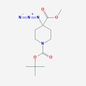 molecular formula C12H20N4O4 B2649554 1-O-Tert-butyl 4-O-methyl 4-azidopiperidine-1,4-dicarboxylate CAS No. 2260936-38-5