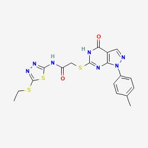N-(5-(ethylthio)-1,3,4-thiadiazol-2-yl)-2-((4-oxo-1-(p-tolyl)-4,5-dihydro-1H-pyrazolo[3,4-d]pyrimidin-6-yl)thio)acetamide