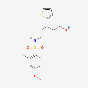 N-(5-hydroxy-3-(thiophen-2-yl)pentyl)-4-methoxy-2-methylbenzenesulfonamide
