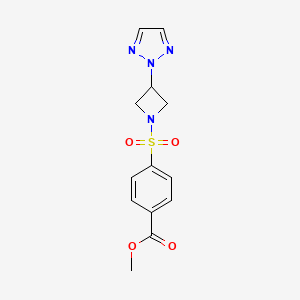 molecular formula C13H14N4O4S B2649581 methyl 4-((3-(2H-1,2,3-triazol-2-yl)azetidin-1-yl)sulfonyl)benzoate CAS No. 2185590-03-6