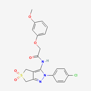 molecular formula C20H18ClN3O5S B2649584 N-(2-(4-chlorophenyl)-5,5-dioxido-4,6-dihydro-2H-thieno[3,4-c]pyrazol-3-yl)-2-(3-methoxyphenoxy)acetamide CAS No. 893929-56-1