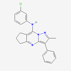 molecular formula C22H19ClN4 B2649599 N-(3-chlorophenyl)-2-methyl-3-phenyl-6,7-dihydro-5H-cyclopenta[d]pyrazolo[1,5-a]pyrimidin-8-amine CAS No. 899389-98-1