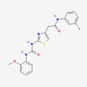 molecular formula C19H17FN4O3S B2649610 N-(3-fluorophenyl)-2-(2-(3-(2-methoxyphenyl)ureido)thiazol-4-yl)acetamide CAS No. 897622-12-7