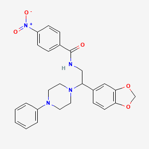 molecular formula C26H26N4O5 B2649664 N-[2-(2H-1,3-benzodioxol-5-yl)-2-(4-phenylpiperazin-1-yl)ethyl]-4-nitrobenzamide CAS No. 896347-99-2