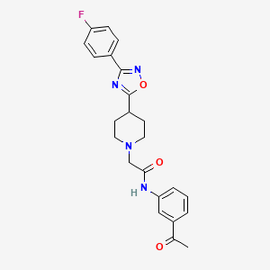 molecular formula C23H23FN4O3 B2649674 N-(3-acetylphenyl)-2-(4-(3-(4-fluorophenyl)-1,2,4-oxadiazol-5-yl)piperidin-1-yl)acetamide CAS No. 1251631-35-2