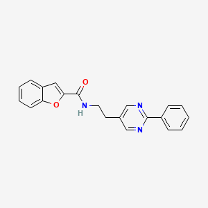 molecular formula C21H17N3O2 B2649678 N-(2-(2-phenylpyrimidin-5-yl)ethyl)benzofuran-2-carboxamide CAS No. 2034512-64-4