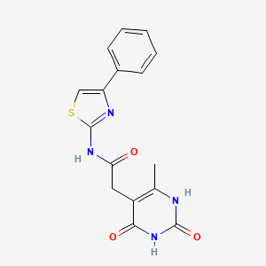 molecular formula C16H14N4O3S B2649688 2-(6-methyl-2,4-dioxo-1,2,3,4-tetrahydropyrimidin-5-yl)-N-(4-phenylthiazol-2-yl)acetamide CAS No. 1171670-18-0