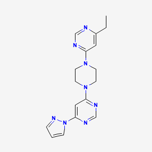 molecular formula C17H20N8 B2649696 4-[4-(6-ethylpyrimidin-4-yl)piperazin-1-yl]-6-(1H-pyrazol-1-yl)pyrimidine CAS No. 2415487-59-9