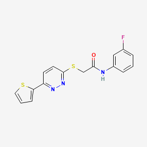 molecular formula C16H12FN3OS2 B2649735 N-(3-FLUOROPHENYL)-2-{[6-(THIOPHEN-2-YL)PYRIDAZIN-3-YL]SULFANYL}ACETAMIDE CAS No. 872704-38-6