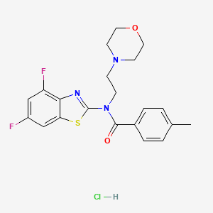 molecular formula C21H22ClF2N3O2S B2649749 N-(4,6-difluorobenzo[d]thiazol-2-yl)-4-methyl-N-(2-morpholinoethyl)benzamide hydrochloride CAS No. 1217044-33-1