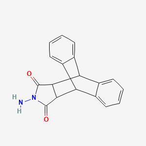 molecular formula C18H14N2O2 B2649762 17-Amino-17-azapentacyclo[6.6.5.0^{2,7}.0^{9,14}.0^{15,19}]nonadeca-2(7),3,5,9(14),10,12-hexaene-16,18-dione CAS No. 19392-62-2